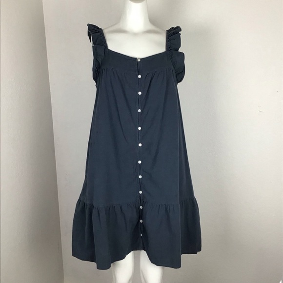 Universal Thread Blue Ruffle Buttoned Mini Dress - Picture 2 of 8